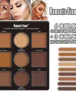 9-Color Romantic Flower Contour & Highlight Powder Palette
