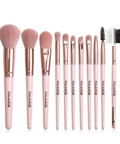 Pink makeup brush set powder eyeshadow blend
