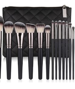 15 Makeup Brushes Set Full Set Matte Black Makeup Tools.