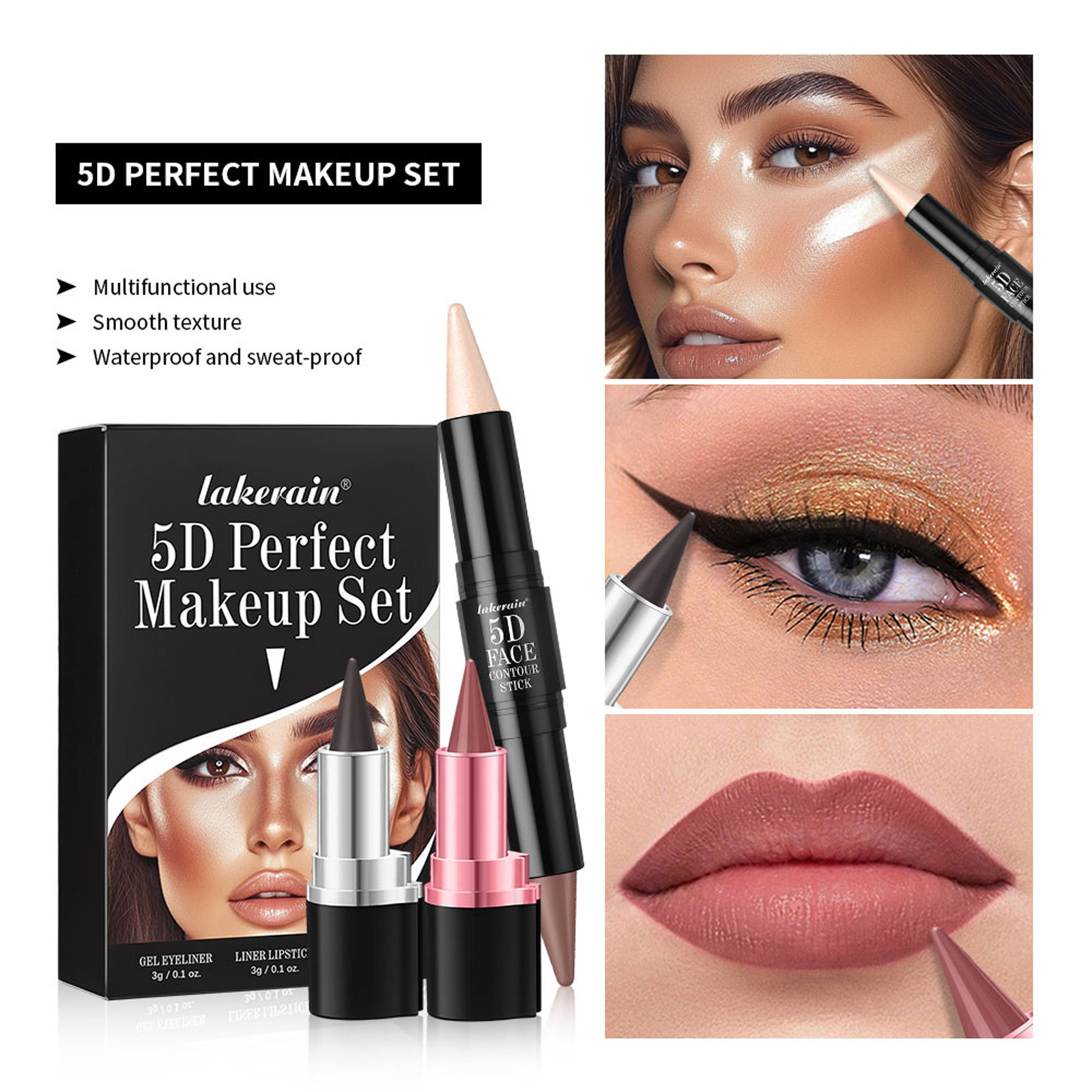 3 PCs Lipstick Lip Liner Eyeliner - Image 6