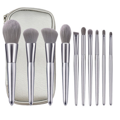 10 moonlight silver makeup brush set - Image 2