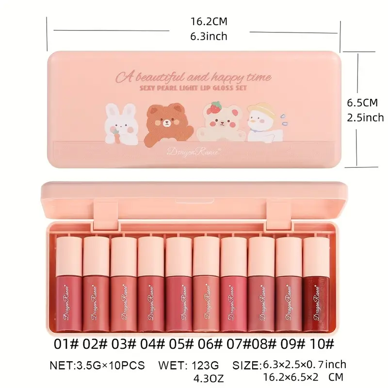 10pcs Lip Gloss Set Box