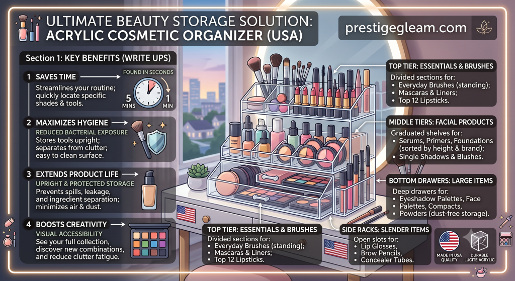 Acrylic Cosmetic Makeup Organizer in the USA