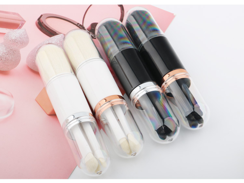 Retractable Makeup Brush Portable 4 In 1 Travel Brush Set - Image 6