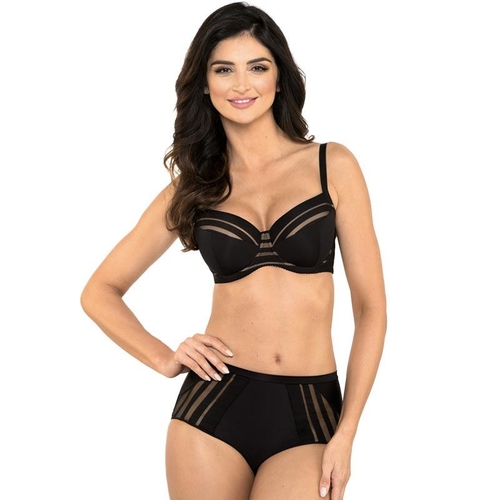 Full Figure Padded Striped Bra Gorteks Luna Black - Image 4