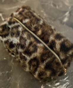 Furly Leopard Cosmetic Case – Stylish and Soft Structured Makeup Pouch