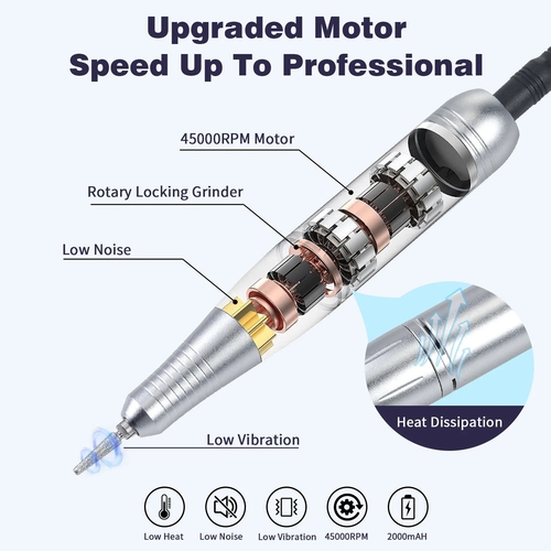 45000RPM Nail Drill Machine Kit Rechargeable Nail Sander Machine With - Image 3