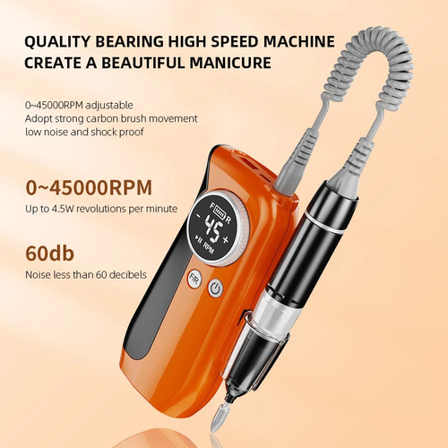 45000RPM Nail Drill Electric Nail Sander With HD LCD Display - Image 3