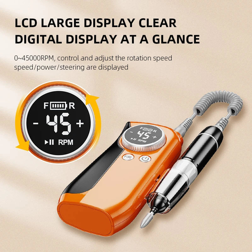 45000RPM Nail Drill Electric Nail Sander With HD LCD Display - Image 2