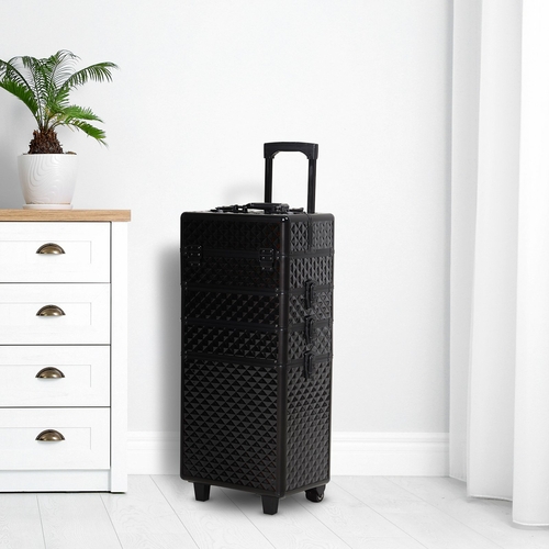 HOMCOM Upright Make up Travel Train Case Black