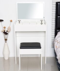 HOMCOM Mirrored Vanity Set Dressing Table and Stool Set Makeup Desk