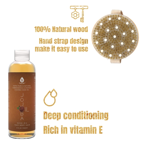 Beauty Bundle - Golden Jojoba Oil & Bath Brush Massager - Image 2