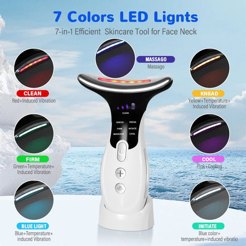 7 Colors Anti Wrinkle Facial Massager Neck Face Beauty Device Skin - Image 5