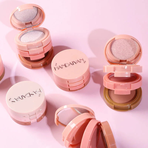 3 In 1 Matte Highlighter Contouring Blush Palette Pearly Shiny - Image 5