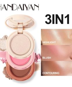 3 In 1 Matte Highlighter Contouring Blush Palette Pearly Shiny