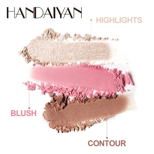 3 In 1 Matte Highlighter Contouring Blush Palette Pearly Shiny - Image 3
