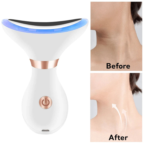 V Face Neck Lifting Massager EMS Beauty Device Heating Neck Facial LED - Image 4