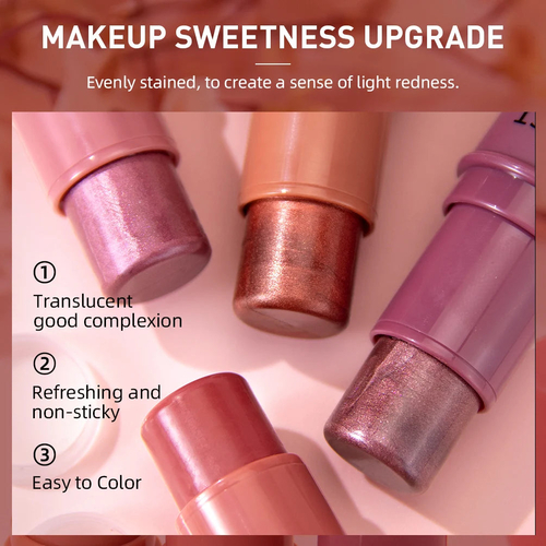 3-in-1 Cheek Blush Stick Lip Tinted Eyes Cheek Lips Brighten Cream - Image 4