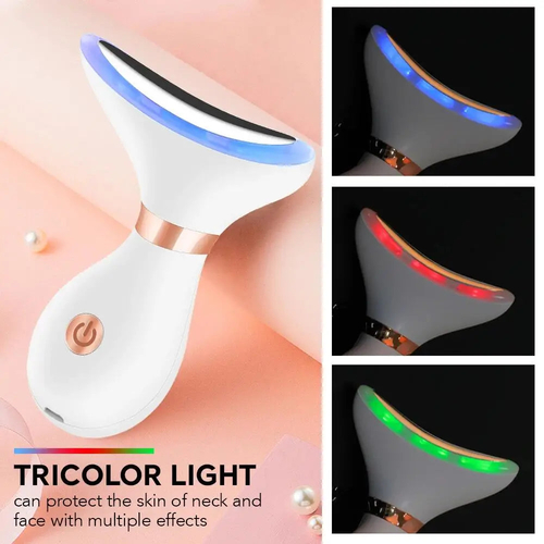 V Face Neck Lifting Massager EMS Beauty Device Heating Neck Facial LED - Image 5
