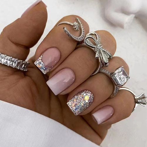 Press On Nails Kit with Glue and gel stickers Reusable Tips